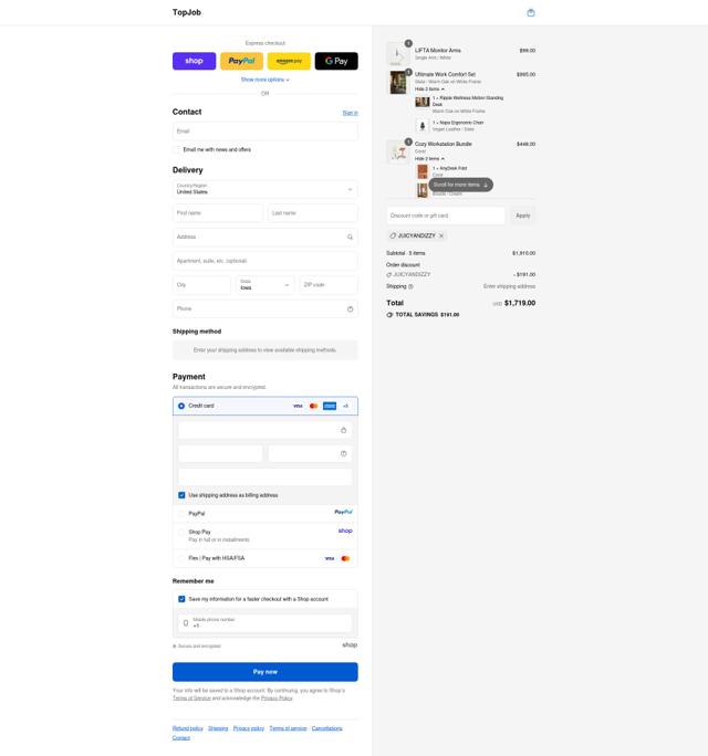 TopJob checkout page showing TopJob promo code box | Screenshot taken by SimplyCodes community member on Sep 15, 2025
