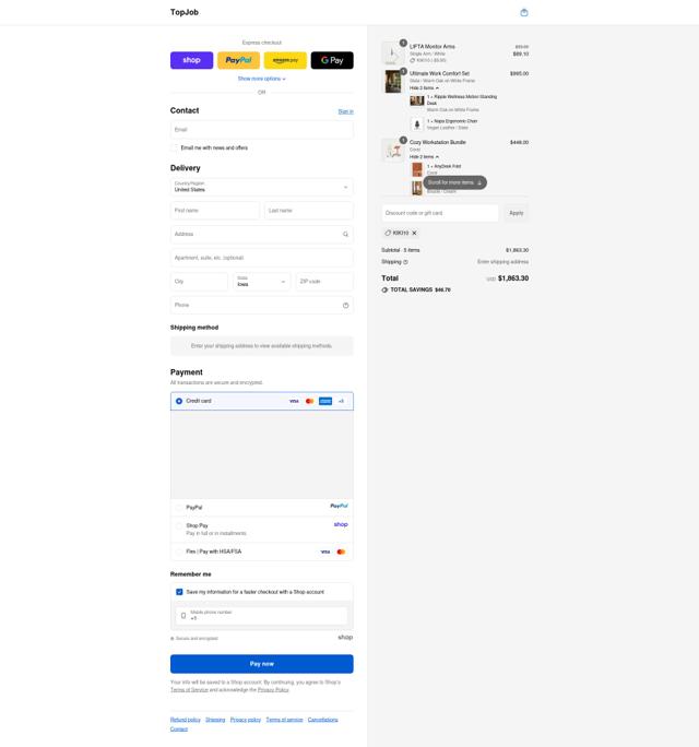 TopJob checkout page showing TopJob promo code box | Screenshot taken by SimplyCodes community member on Sep 15, 2025