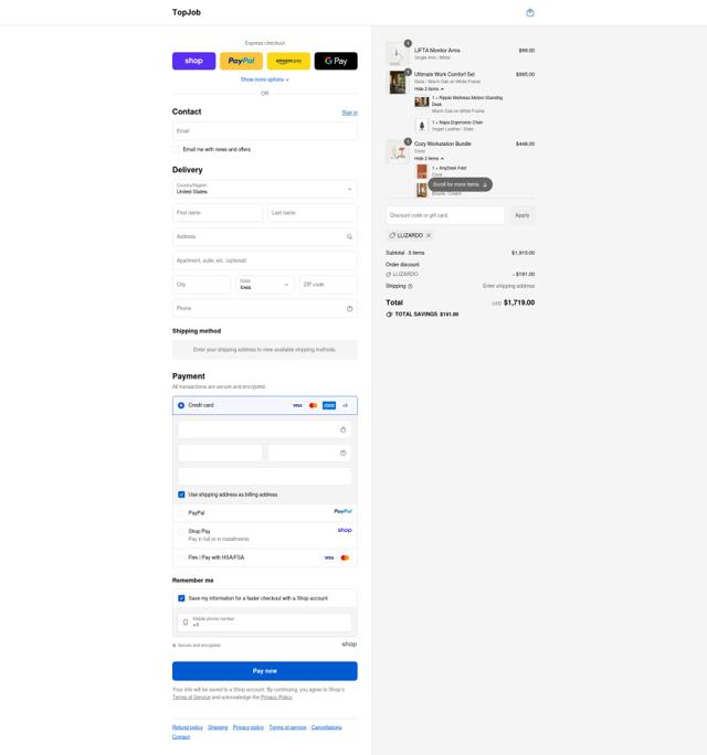 TopJob checkout page showing TopJob promo code box | Screenshot taken by SimplyCodes community member on Sep 15, 2025