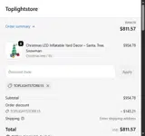 TOPLIGHTSTORE15 coupon verification screenshot