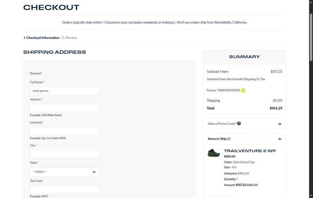 Topo Athletic checkout page showing Topo Athletic promo code box | Screenshot taken by SimplyCodes community member on Jun 25, 2025
