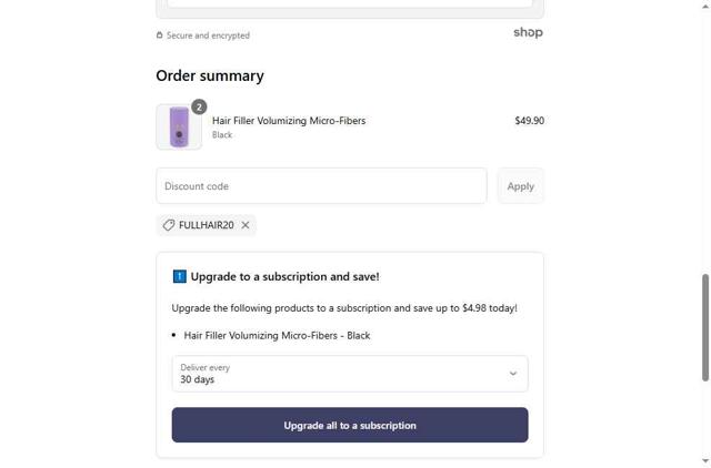 Toppik checkout page showing Toppik promo code box | Screenshot taken by SimplyCodes community member on Sep 11, 2025