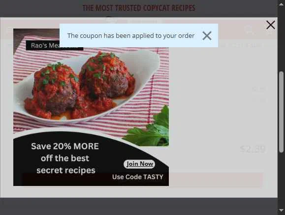 Top Secret Recipes checkout page showing Top Secret Recipes coupon code box | Screenshot taken by SimplyCodes community member on Sep 1, 2025