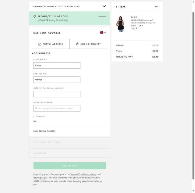 Topshop checkout page showing Topshop promo code box | Screenshot taken by SimplyCodes community member on Sep 28, 2025