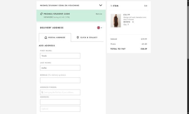 Topshop checkout page showing Topshop promo code box | Screenshot taken by SimplyCodes community member on Oct 4, 2025