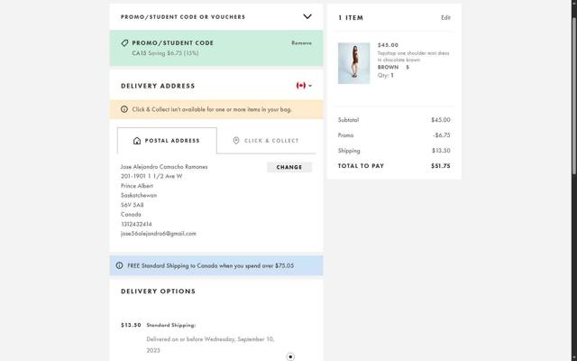Topshop checkout page showing Topshop promo code box | Screenshot taken by SimplyCodes community member on Sep 1, 2025