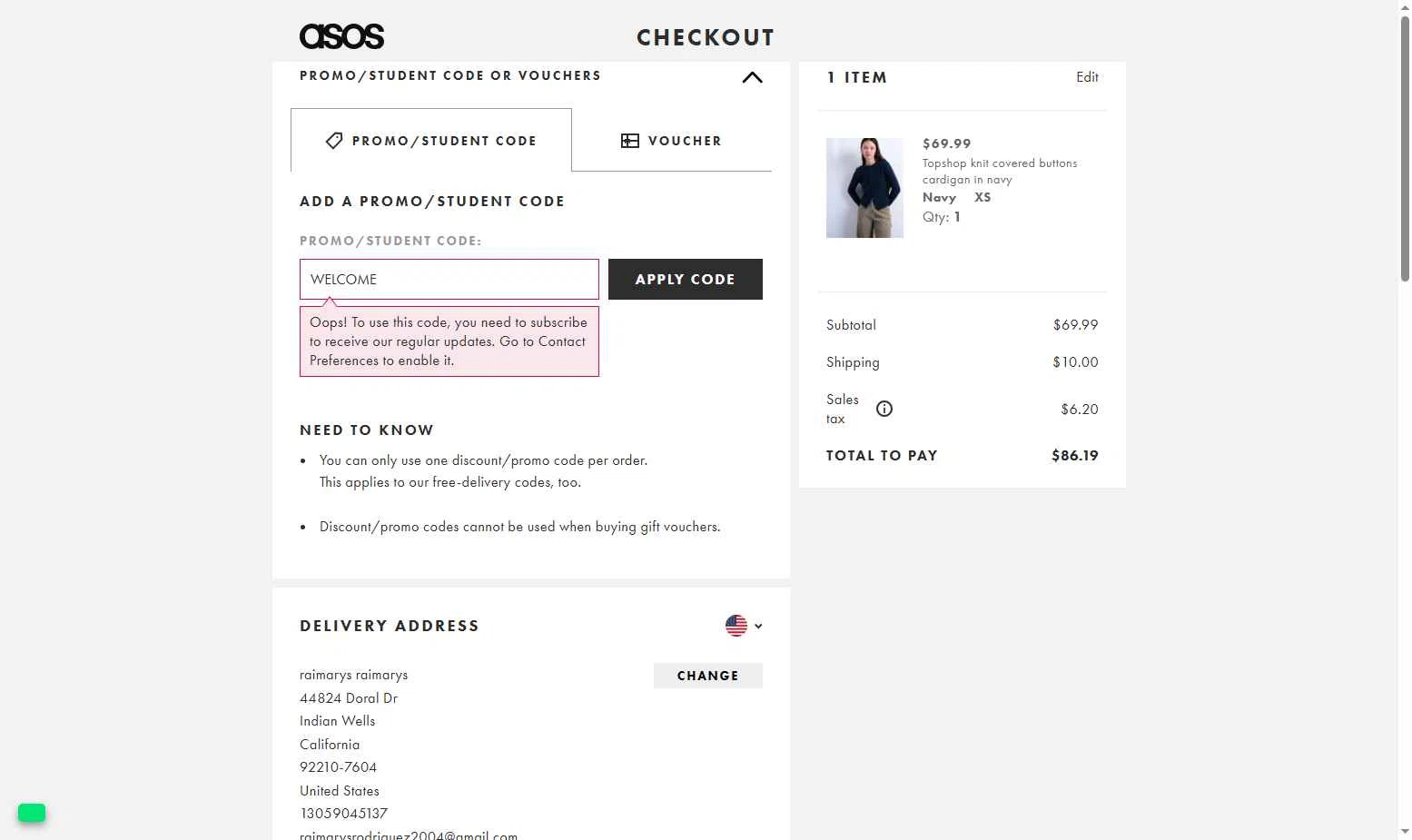 Topshop checkout page showing Topshop promo code box | Screenshot taken by SimplyCodes community member on Dec 31, 2025