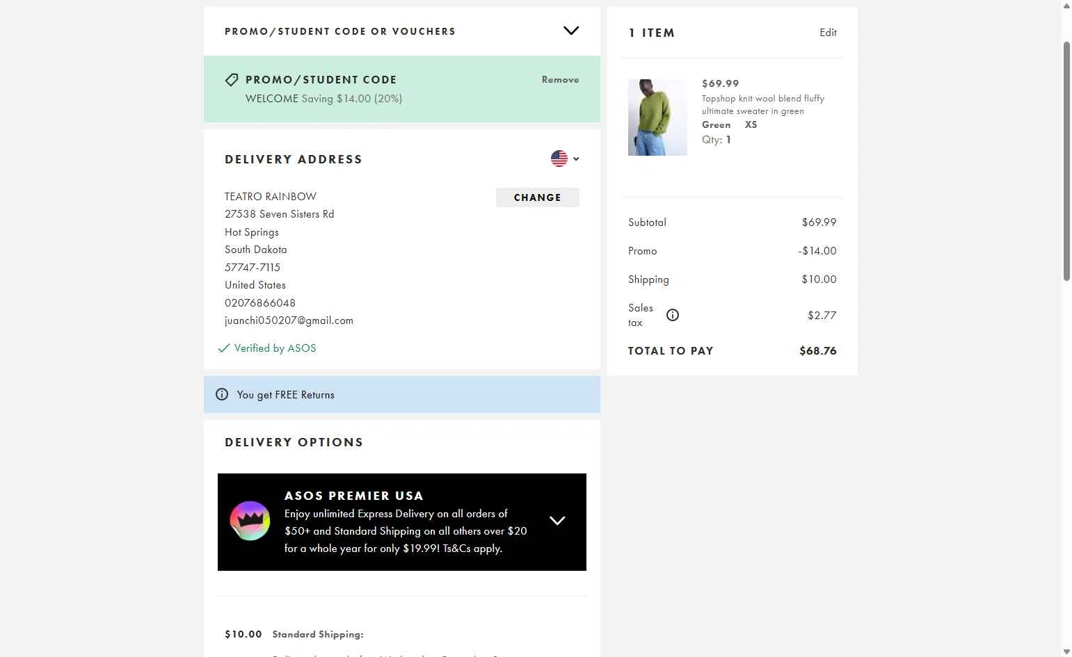 Topshop checkout page showing Topshop promo code box | Screenshot taken by SimplyCodes community member on Dec 14, 2025