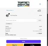 TopTierPrintLab coupon verification screenshot