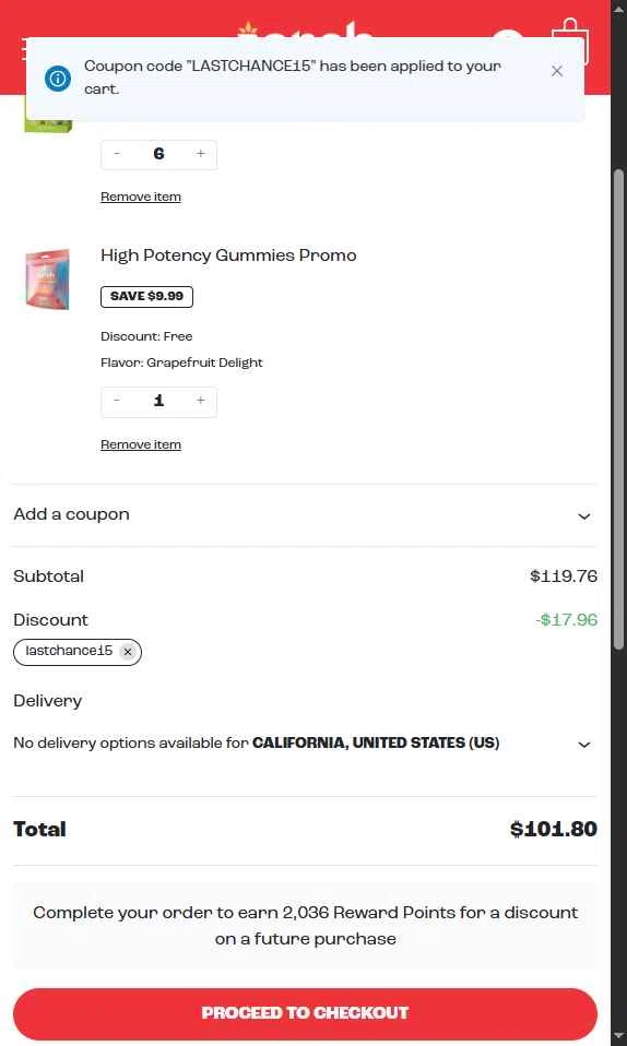 Torch Drinks checkout page showing Torch Drinks promo code box | Screenshot taken by SimplyCodes community member on Nov 22, 2025