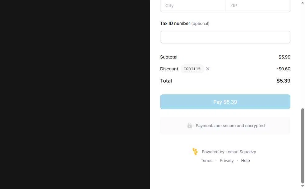 Torii Image Translator checkout page showing Torii Image Translator promo code box | Screenshot taken by SimplyCodes community member on Jun 30, 2025