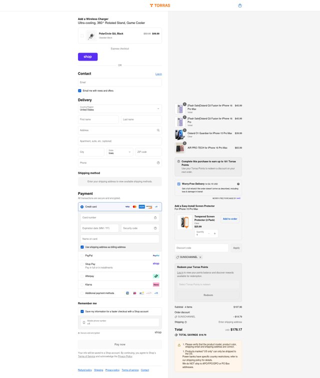 Torras Life checkout page showing Torras Life promo code box | Screenshot taken by SimplyCodes community member on Sep 2, 2025