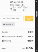 RAWA coupon verification screenshot