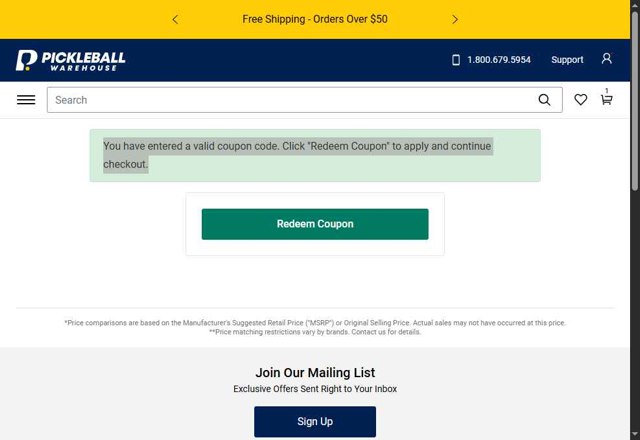 Total Pickleball checkout page showing Total Pickleball promo code box | Screenshot taken by SimplyCodes community member on Sep 1, 2025