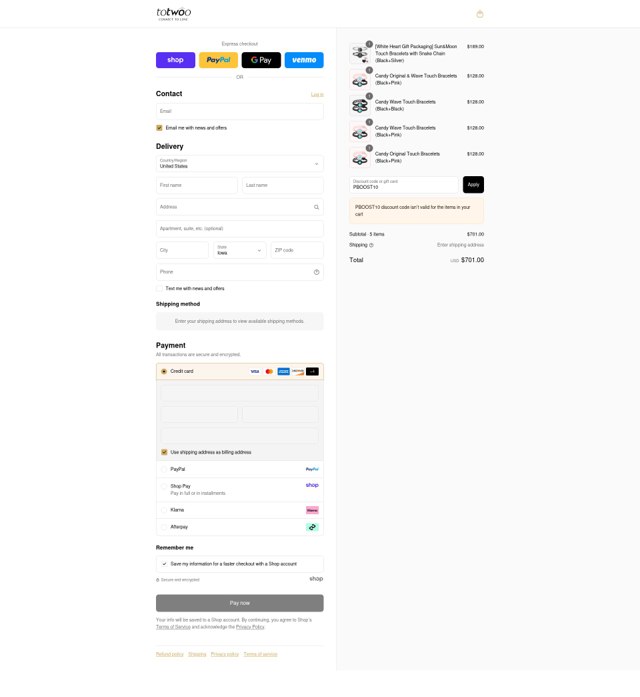 Totwoo checkout page showing Totwoo discount code box | Screenshot taken by SimplyCodes community member on Sep 2, 2025