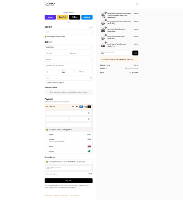 Totwoo checkout page showing Totwoo discount code box | Screenshot taken by SimplyCodes community member on Sep 2, 2025