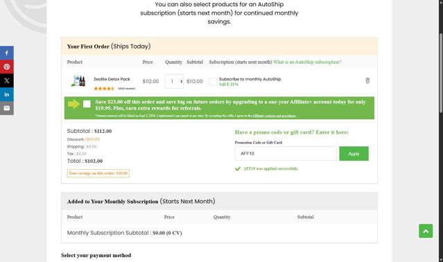 Touchstone Essentials checkout page showing Touchstone Essentials promo code box | Screenshot taken by SimplyCodes community member on Sep 2, 2025
