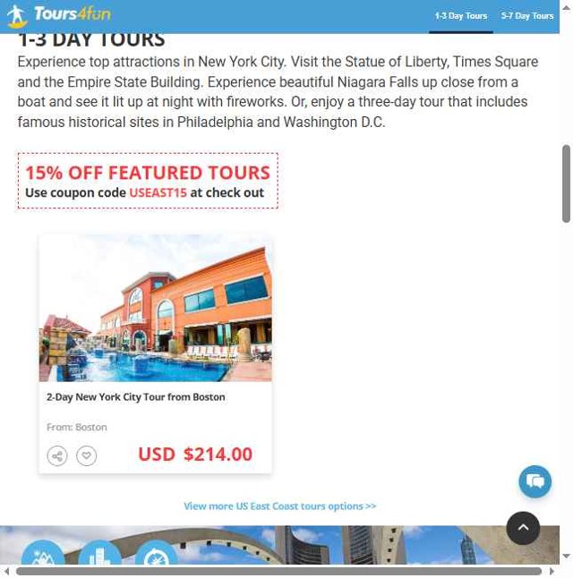 Tours4Fun checkout page showing Tours4Fun promo code box | Screenshot taken by SimplyCodes community member on May 9, 2025