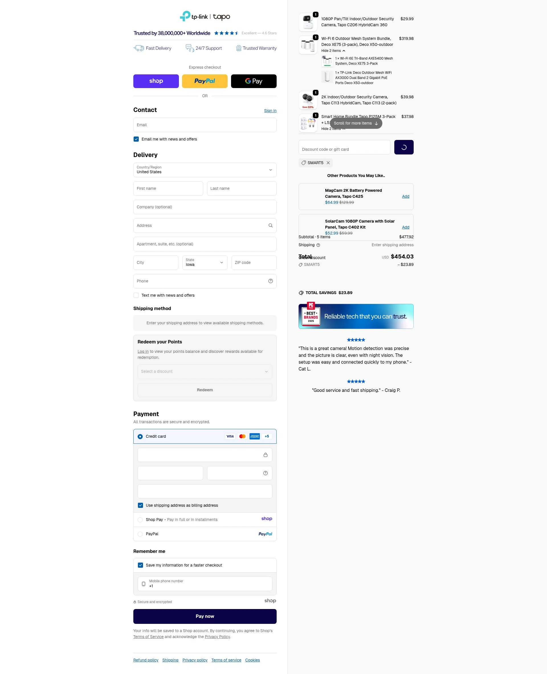 TP-Link US checkout page showing TP-Link US promo code box | Screenshot taken by SimplyCodes community member on Jan 2, 2026