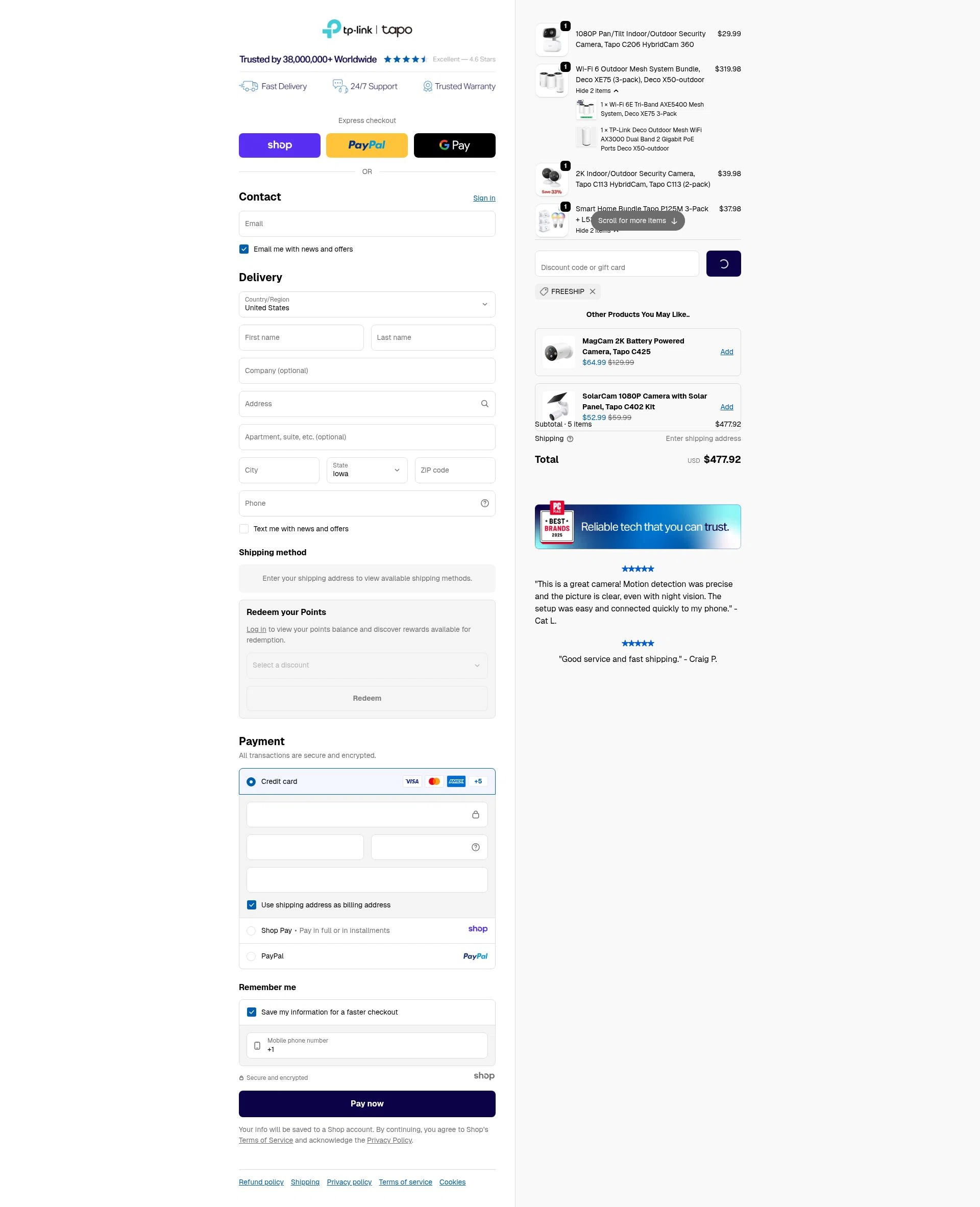 TP-Link US checkout page showing TP-Link US promo code box | Screenshot taken by SimplyCodes community member on Jan 2, 2026