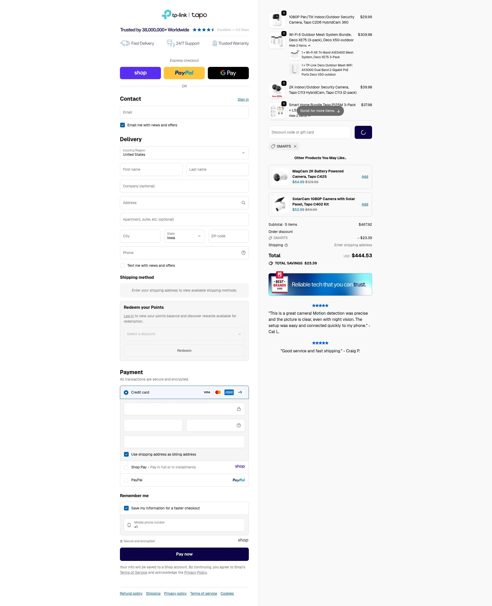 TP-Link US checkout page showing TP-Link US promo code box | Screenshot taken by SimplyCodes community member on Dec 28, 2025