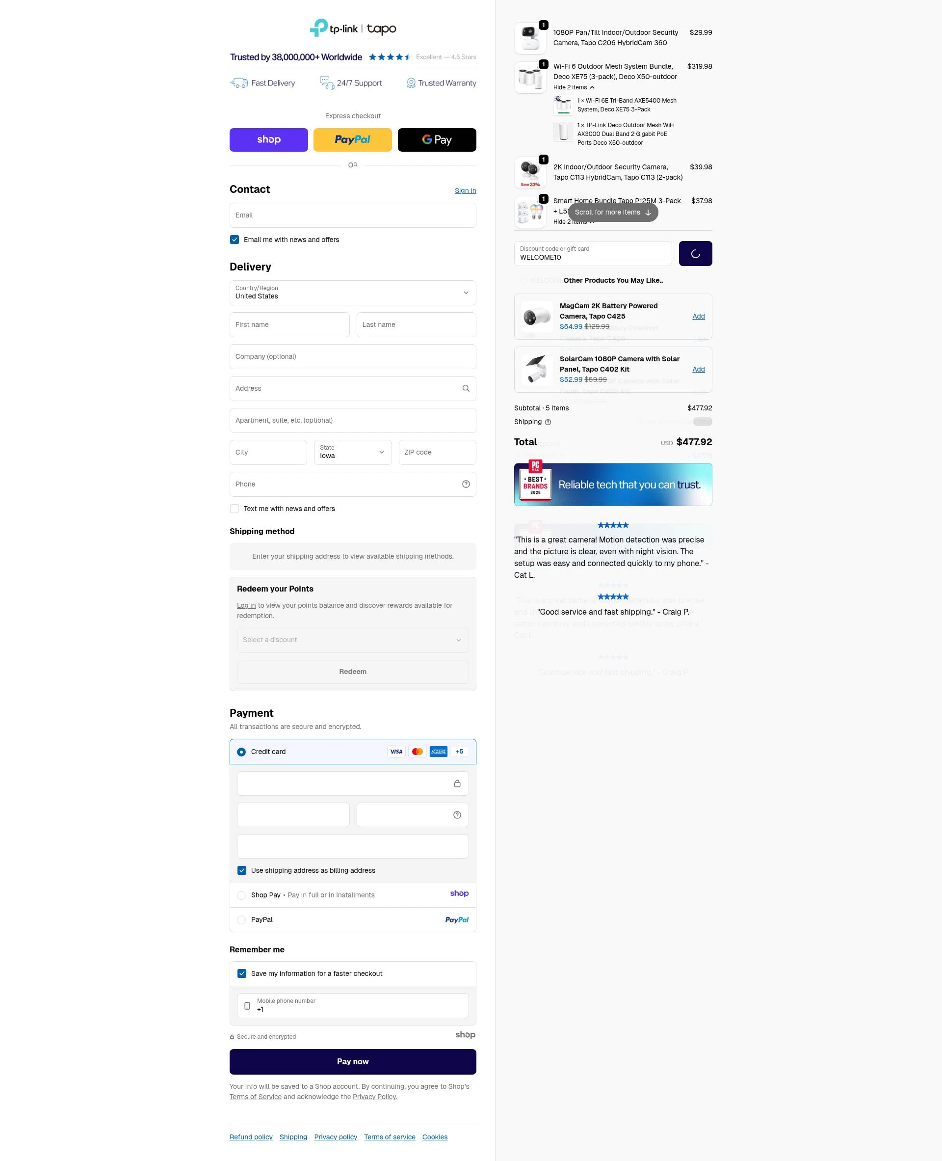 TP-Link US checkout page showing TP-Link US promo code box | Screenshot taken by SimplyCodes community member on Jan 2, 2026