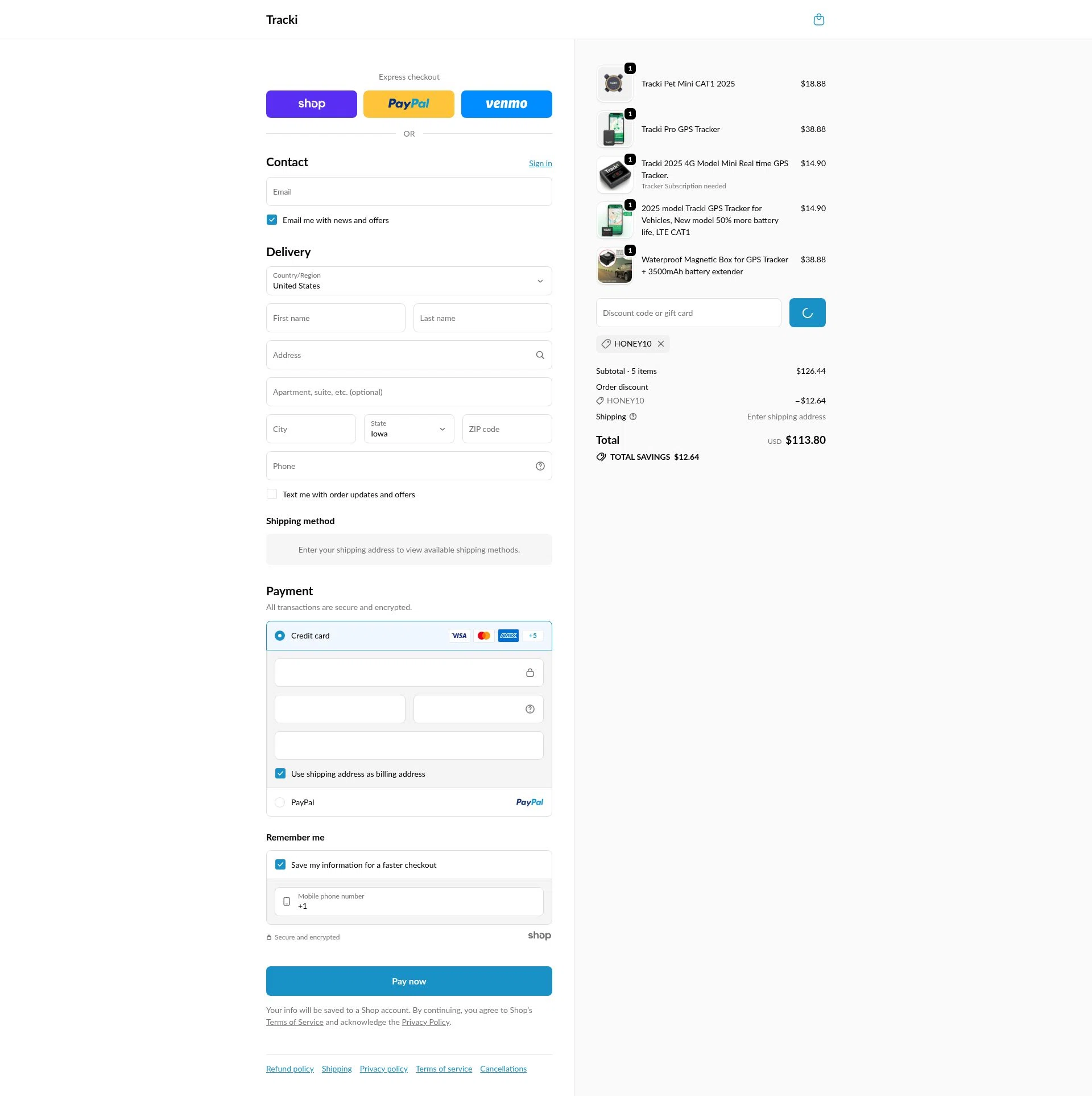 Tracki checkout page showing Tracki promo code box | Screenshot taken by SimplyCodes community member on Jan 27, 2026