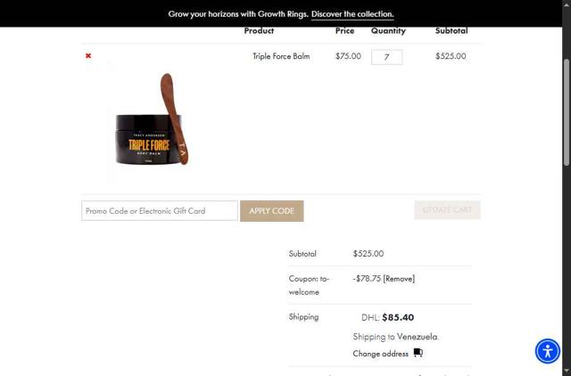 Tracy Anderson checkout page showing Tracy Anderson promo code box | Screenshot taken by SimplyCodes community member on May 2, 2025