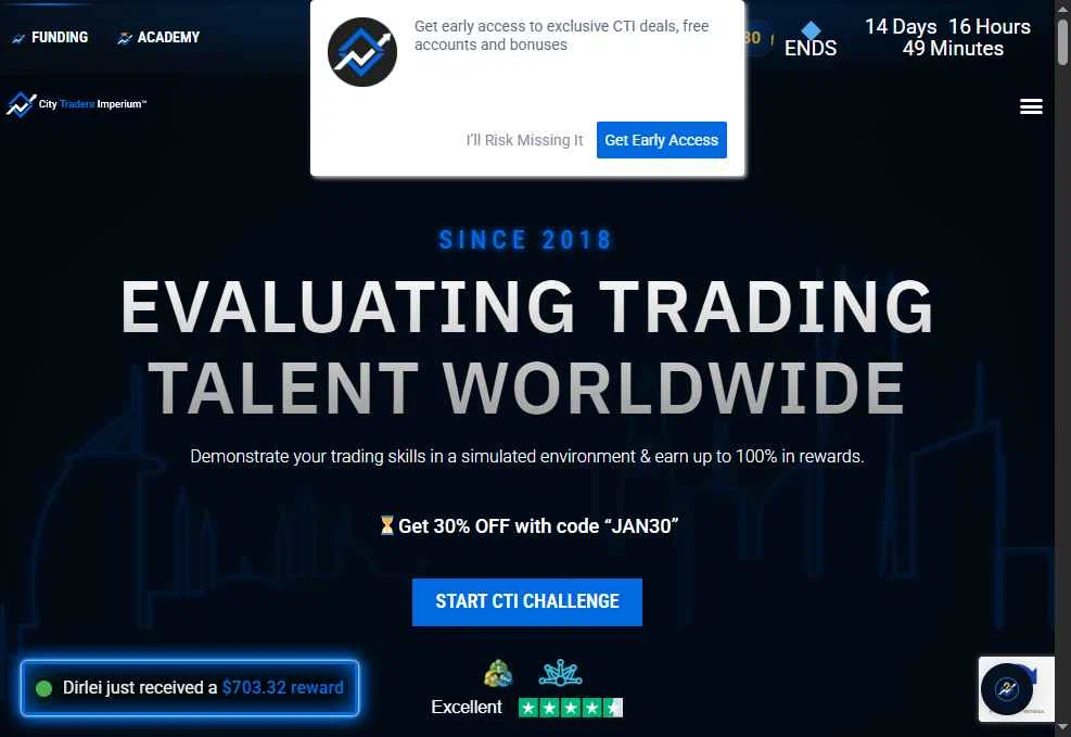 City Traders Imperium checkout page showing City Traders Imperium discount code box | Screenshot taken by SimplyCodes community member on Feb 1, 2026