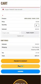 THANKS10 coupon verification screenshot