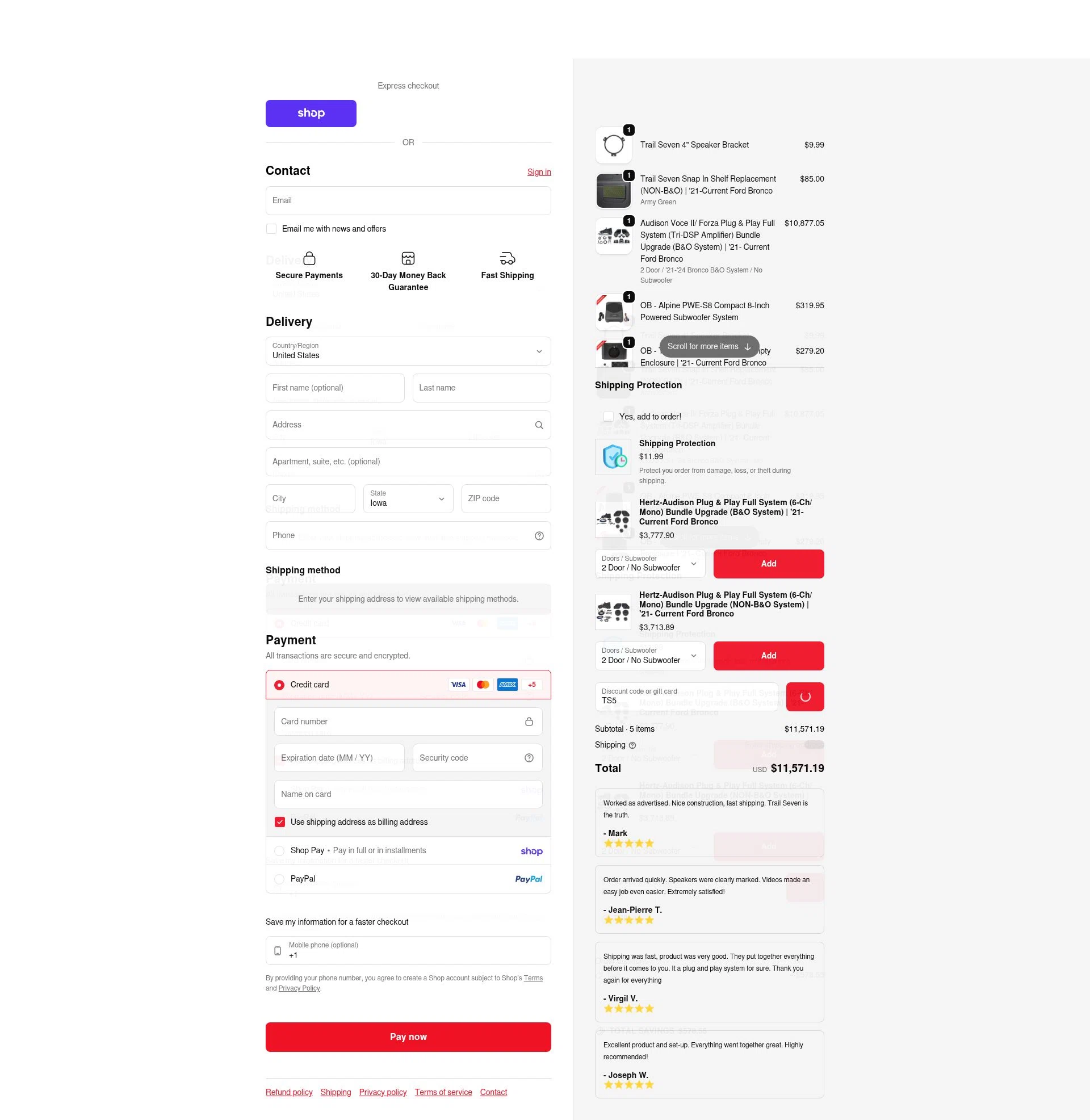 Trail Seven checkout page showing Trail Seven discount code box | Screenshot taken by SimplyCodes community member on Feb 5, 2026