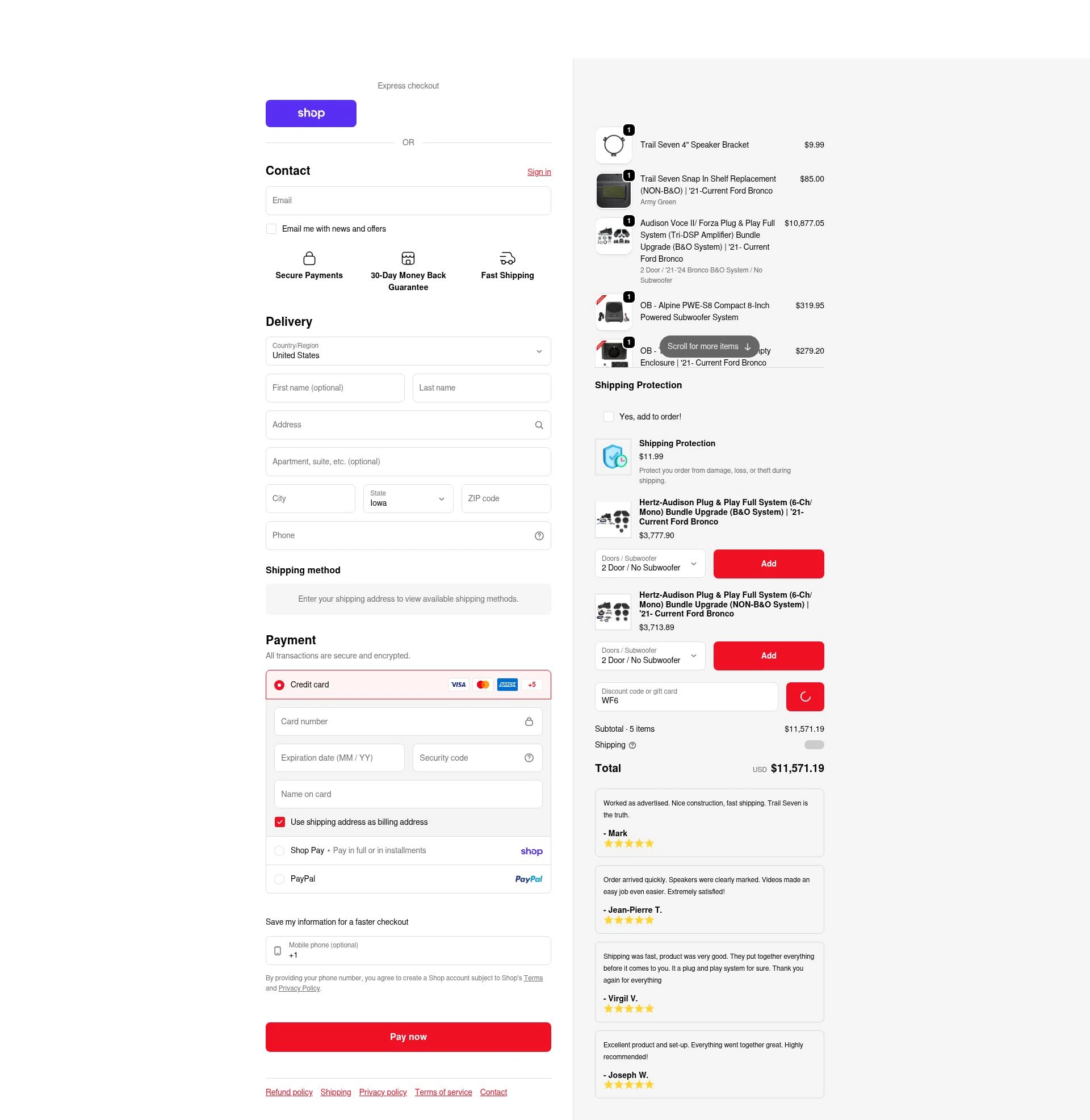 Trail Seven checkout page showing Trail Seven discount code box | Screenshot taken by SimplyCodes community member on Feb 5, 2026