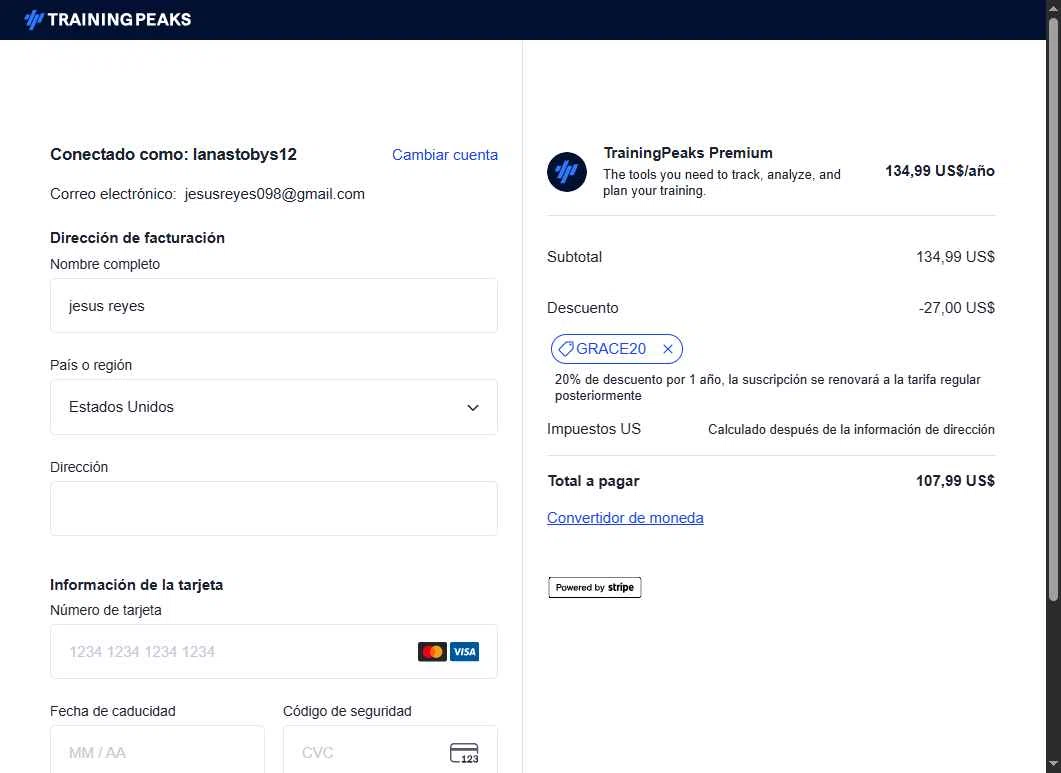 TrainingPeaks checkout page showing TrainingPeaks promo code box | Screenshot taken by SimplyCodes community member on Dec 23, 2025