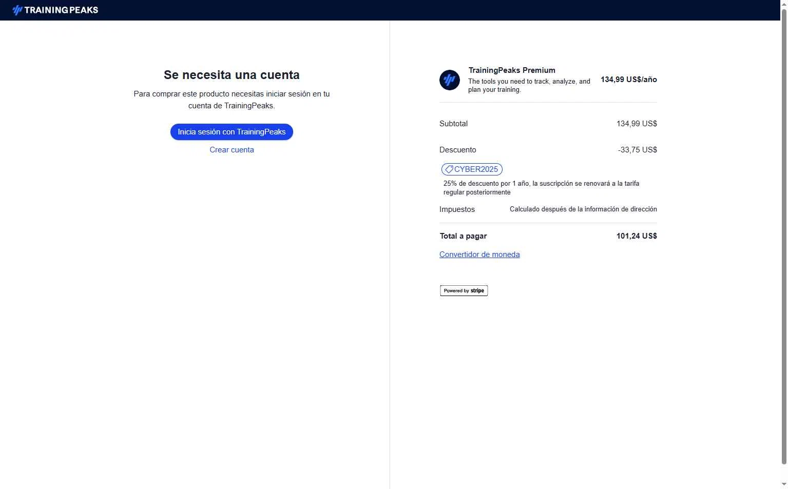 TrainingPeaks checkout page showing TrainingPeaks promo code box | Screenshot taken by SimplyCodes community member on Nov 26, 2025