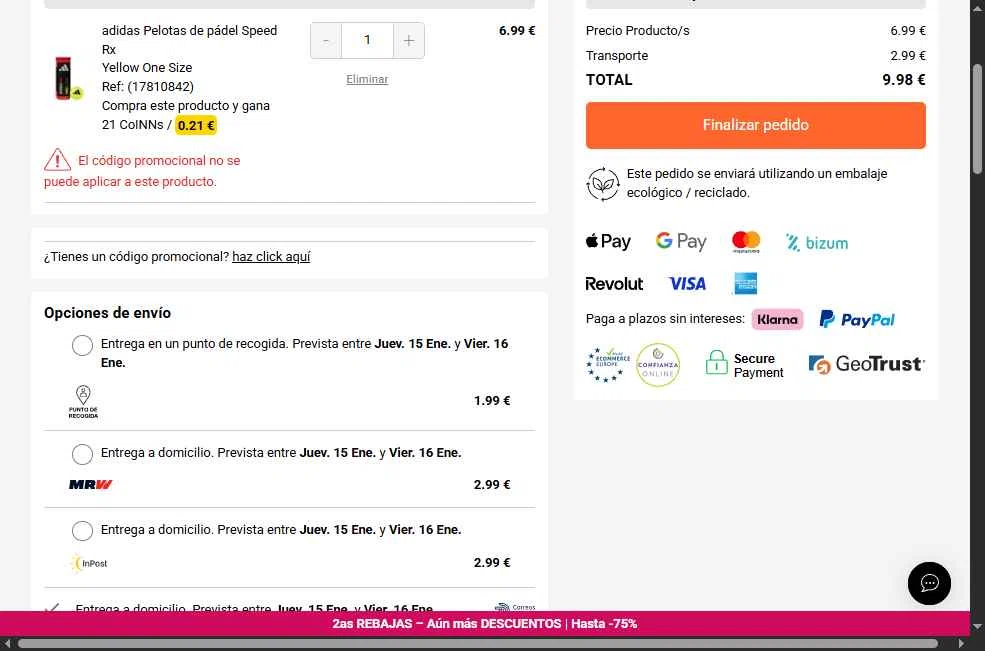 Traininn checkout page showing Traininn promo code box | Screenshot taken by SimplyCodes community member on Jan 14, 2026