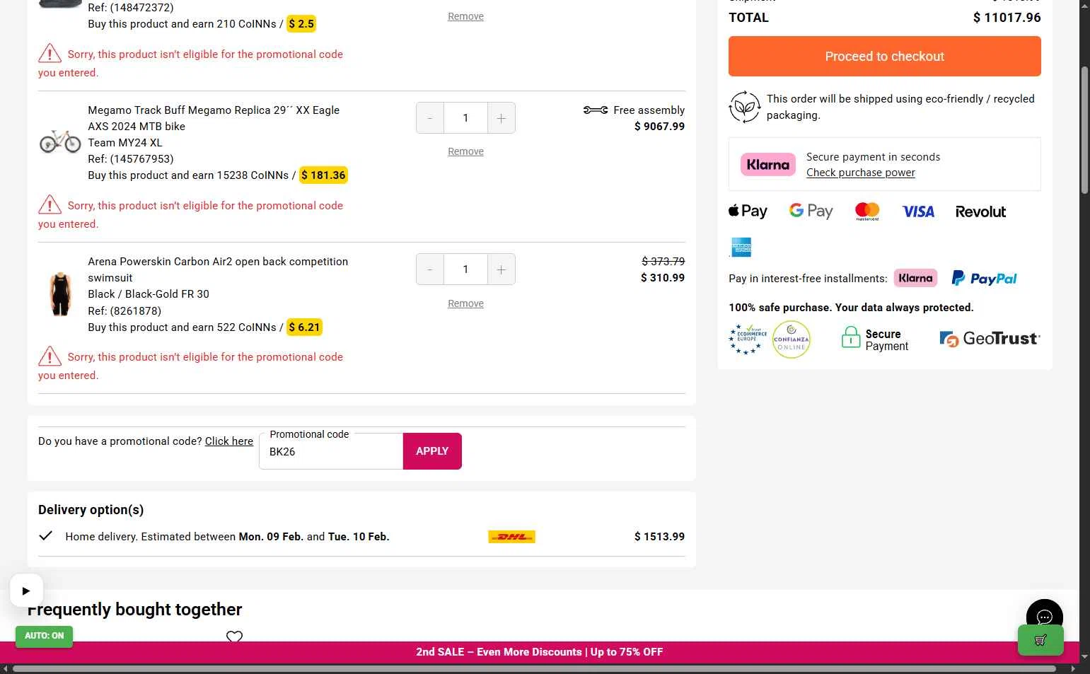 Traininn checkout page showing Traininn promo code box | Screenshot taken by SimplyCodes community member on Jan 31, 2026