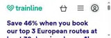 Trainline coupon verification screenshot