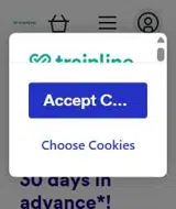 Trainline coupon verification screenshot