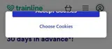 Trainline coupon verification screenshot