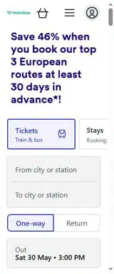 Trainline coupon verification screenshot