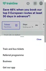 Trainline coupon verification screenshot