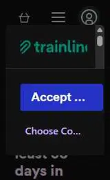 Trainline coupon verification screenshot