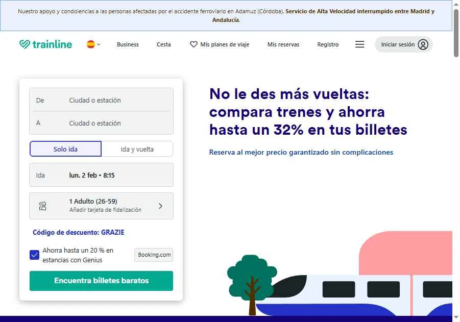 Trainline checkout page showing Trainline discount code box | Screenshot taken by SimplyCodes community member on Feb 2, 2026