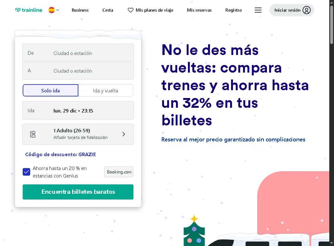 Trainline checkout page showing Trainline discount code box | Screenshot taken by SimplyCodes community member on Dec 30, 2025