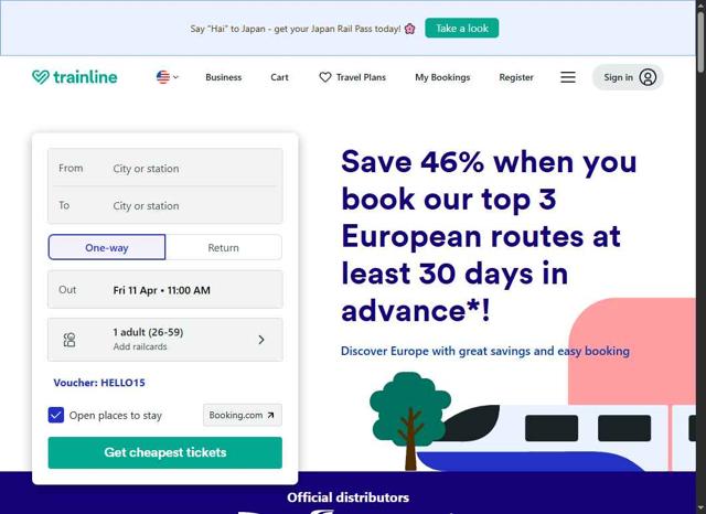 Trainline checkout page showing Trainline discount code box | Screenshot taken by SimplyCodes community member on Apr 11, 2025
