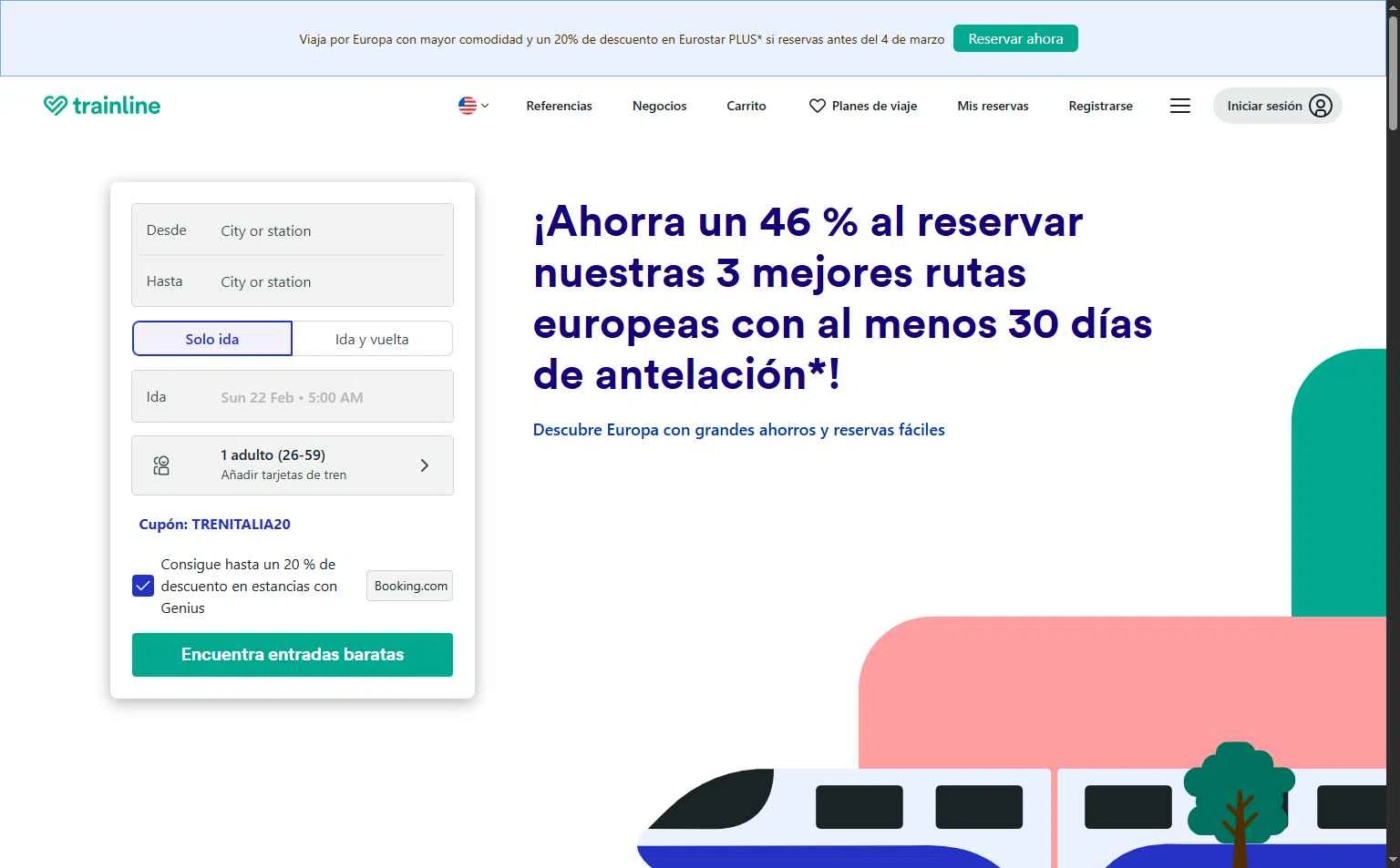 Trainline checkout page showing Trainline discount code box | Screenshot taken by SimplyCodes community member on Feb 22, 2026