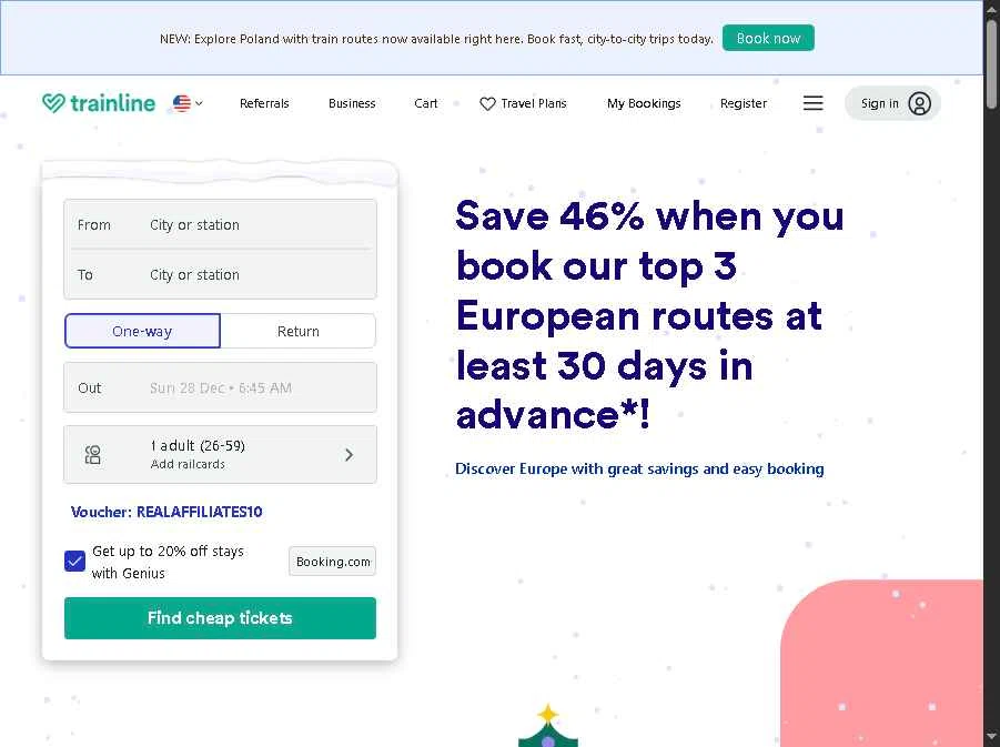 Trainline checkout page showing Trainline discount code box | Screenshot taken by SimplyCodes community member on Dec 28, 2025