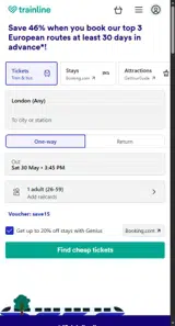 Trainline coupon verification screenshot
