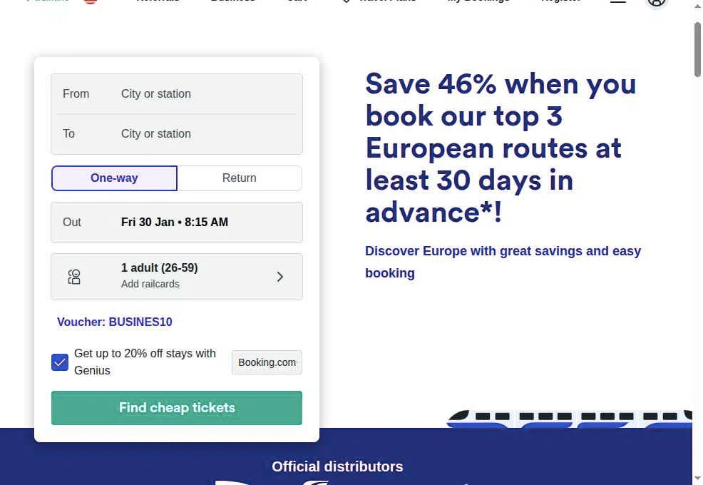 Trainline checkout page showing Trainline discount code box | Screenshot taken by SimplyCodes community member on Jan 30, 2026