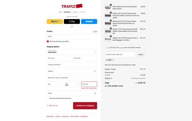 Trainz checkout page showing Trainz coupon code box | Screenshot taken by SimplyCodes community member on Sep 2, 2025